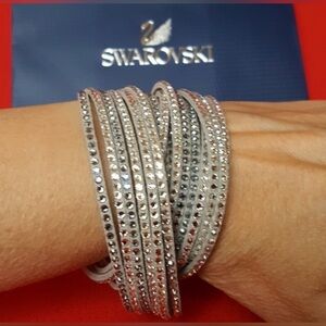 Authentic Swarovski Slake Light Gray Wrap Bracelet ( choker ). RETIRED. BNIB.